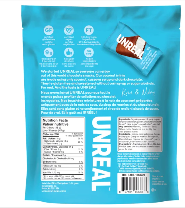 Unreal Dark Chocolate Coconut Mini Bars, 435 g