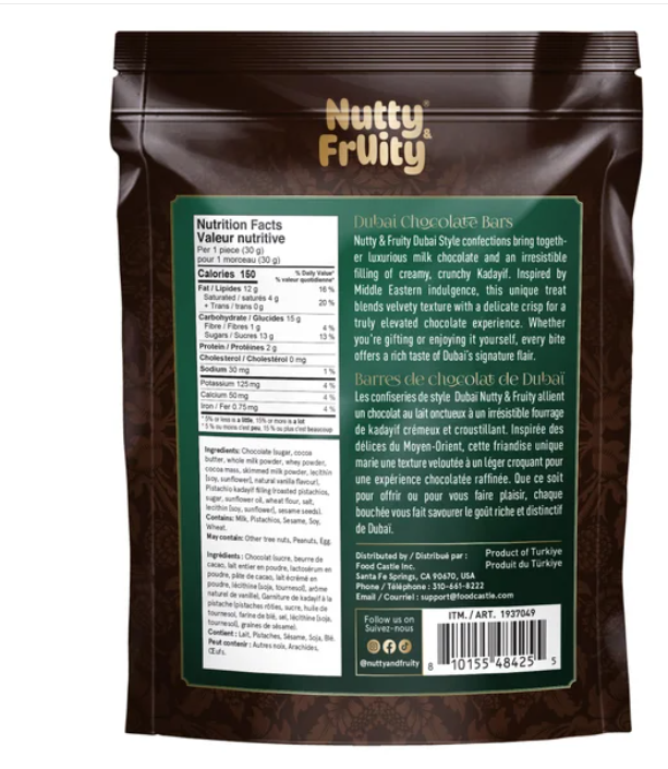 Nutty & Fruity Dubai Style Chocolate Bars, 454 g